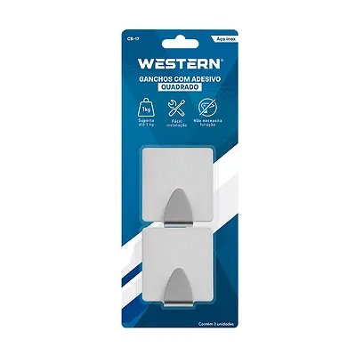 Gancho Inox Quadrado 2 Peças Western — imagem 3