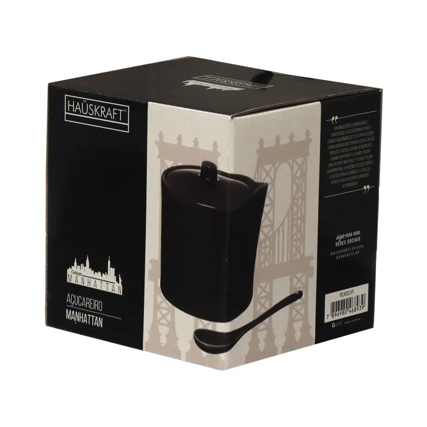 Açucareiro com Colher Manhã Preto 300ml — imagem 2