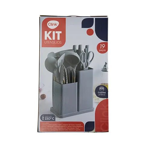 KIT Utensilios 19 PçsSilicone, Madeira e Plástico PP 21,5 cm x 12,8 cm x 36 cm — imagem 2