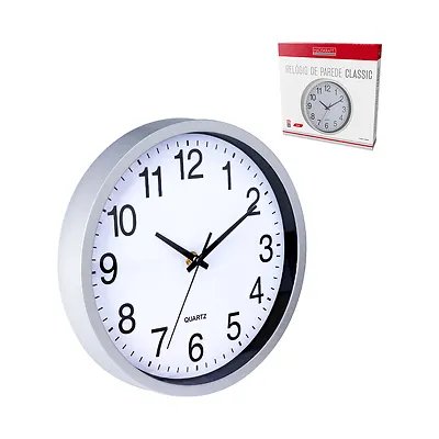 Relógio de Parede Clas Prata 25cm — imagem 2
