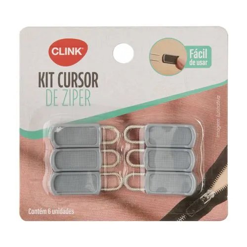 KIT 6 PçsCursor Ziper Plástico PP e Liga Metalica 3,5 cm x 1,2 cm x 0,6 cm — imagem 2