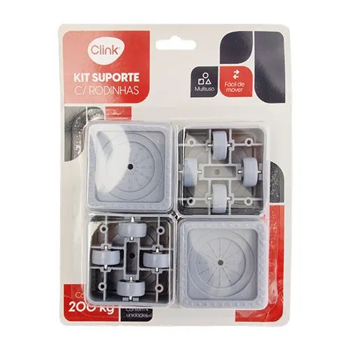 KIT 4 Suporte com Rodinhas para Moveis Plástico PP 6,5 cm x 6,5 cm x 3,8 cm — imagem 2