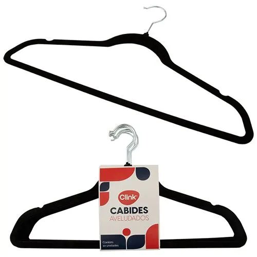 Cabide Aveludado KIT 10 Pçs Plástico PP e Ferro 44,5 cm x 23,5 cm x 0,5 cm — imagem 2