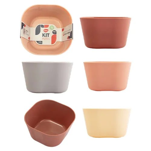 KIT 4 Potes 480 ml Plástico PP 11,2 cm x 11,2 cm x 6,5 cm — imagem 2