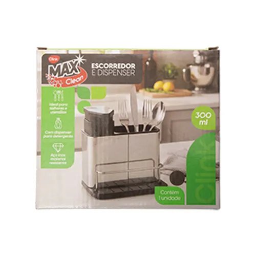 Escorredor Talheres e Dispenser 300 ml Plástico PP e Aço INOX 18,6 cm x 18 cm x 13 cm — imagem 2