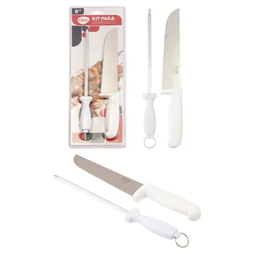 KIT Churrasco 2 Pçs Faca e Afiador 8 INOX 33 cm x 5 cm x 2 cm — imagem 2