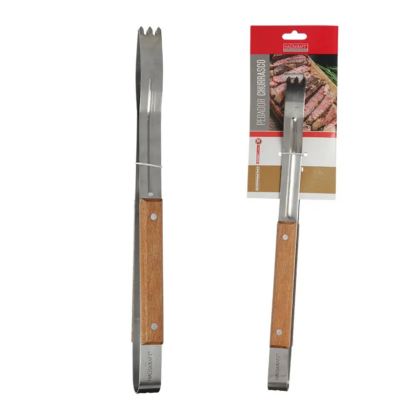 Churrasco Pegador Inox Madeira 38cm — imagem 2