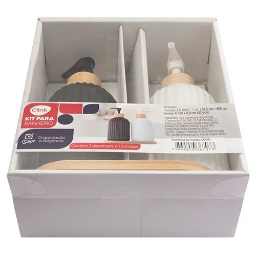 KIT Banheiro 3 PçsVidro e Bambu 19 cm x 9 cm x 21,5 cm — imagem 2