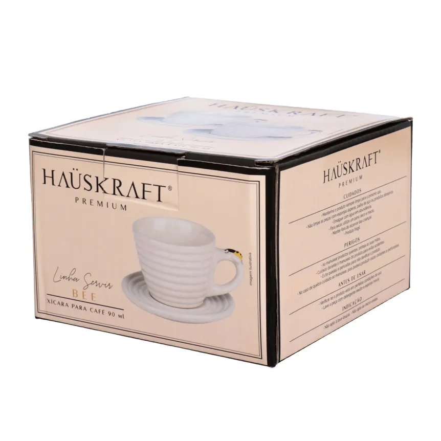 Xícara de Café com Pires Porcelana Bee 90ml 2 Peças — imagem 3