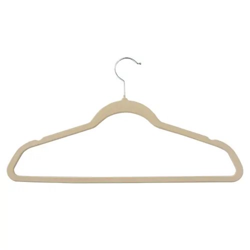 KIT 50 Cabides Veludo Bege Plástico PP e Ferro 44,5 cm x 23,5 cm x 0,5 cm — imagem 2