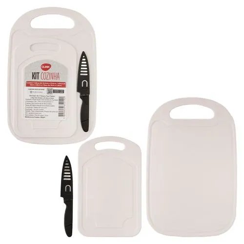 KIT 2 Tabuas e Faca Plástico e Aço INOX 32,5 cm x 21,5 cm x 0,4 cm — imagem 3
