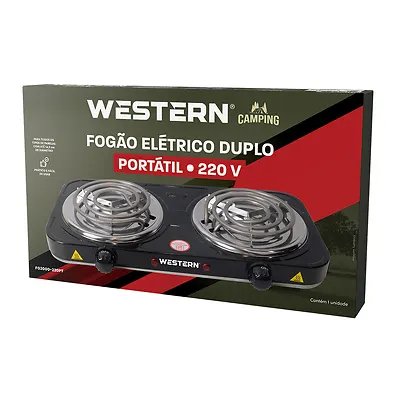 Fogão Elétrico Duplo Preto 220V — imagem 4