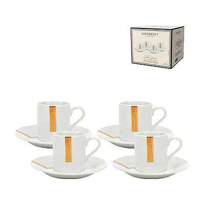 Xícara de Café com Pires Lumi Branca com Borda Dourada 90ml 4 Peças — imagem 2