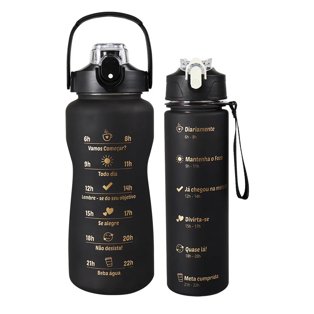 Kit 2 Garrafas de Agua Squeeze 2L + 750ml Sortida 2L (10,5X29cm) + 750ml (7X24,5cm)