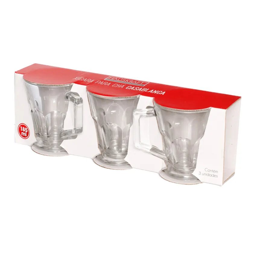Xícara de Chá Vidro Casab 185ml 3 Peças — imagem 3