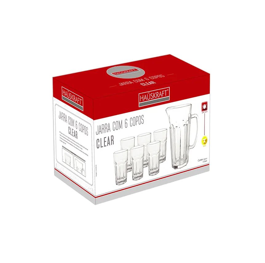 Jarra 6 Copo Vidro Clear Transparente — imagem 3