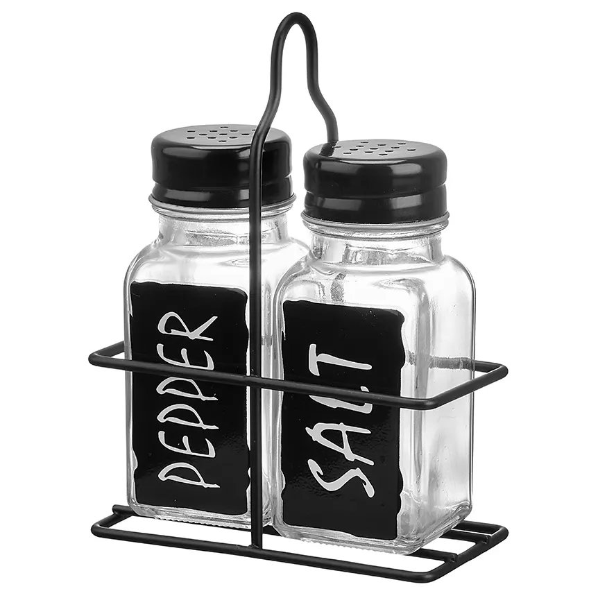 Porta-Condimentos 2 Peças com Suporte Preto — imagem 3