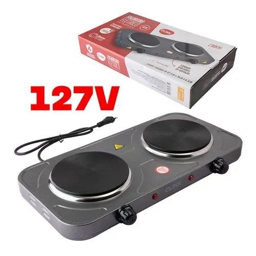 Fogareiro Eletrico 2000 W 2 Bocas 127V Ferro e Ferro Fundido 47,5 cm x 26 cm x 6,5 cm — imagem 2