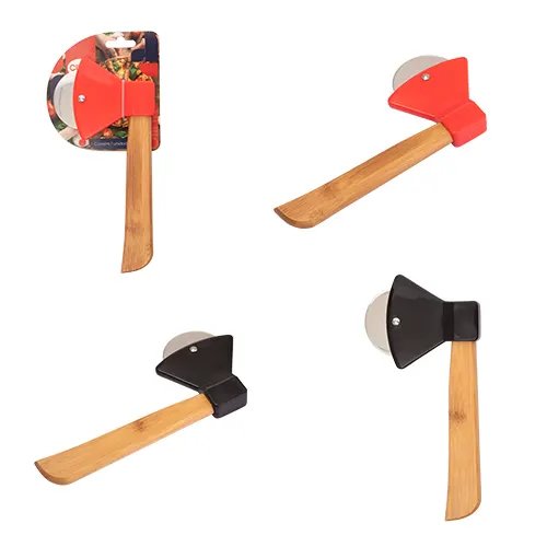 Cortador Pizza Machadinha Aço INOX Bambu 20,5 cm x 10 cm — imagem 2