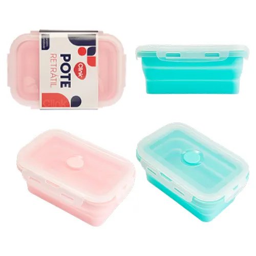 Pote Retratil 570 ml Silicone e Plástico PP 16,5 cm x 10,6 cm x 6,6 cm — imagem 2