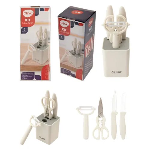 KIT Cozinha 5 Pçs Plástico Pp, Aço INOX e Cerâmica 13 cm x 8 cm x 1,5 cm — imagem 2