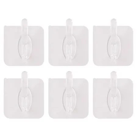 KIT 6 Ganchos Adesivos Plástico PP 5,5 cm x 5,5 cm x 2,5 cm — imagem 2