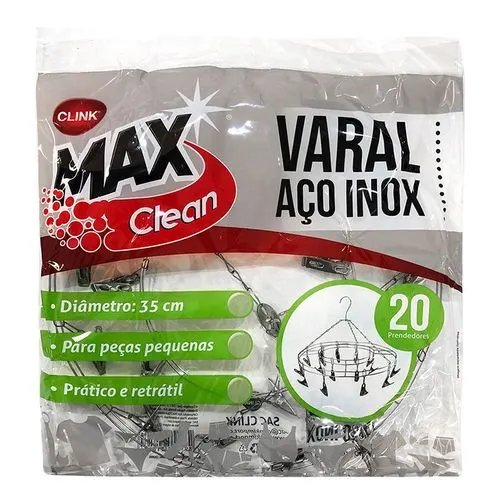 Varal 20 Prendedores Aço INOX 1,5 cm x 35 cm x 35 cm (1 un) — imagem 3
