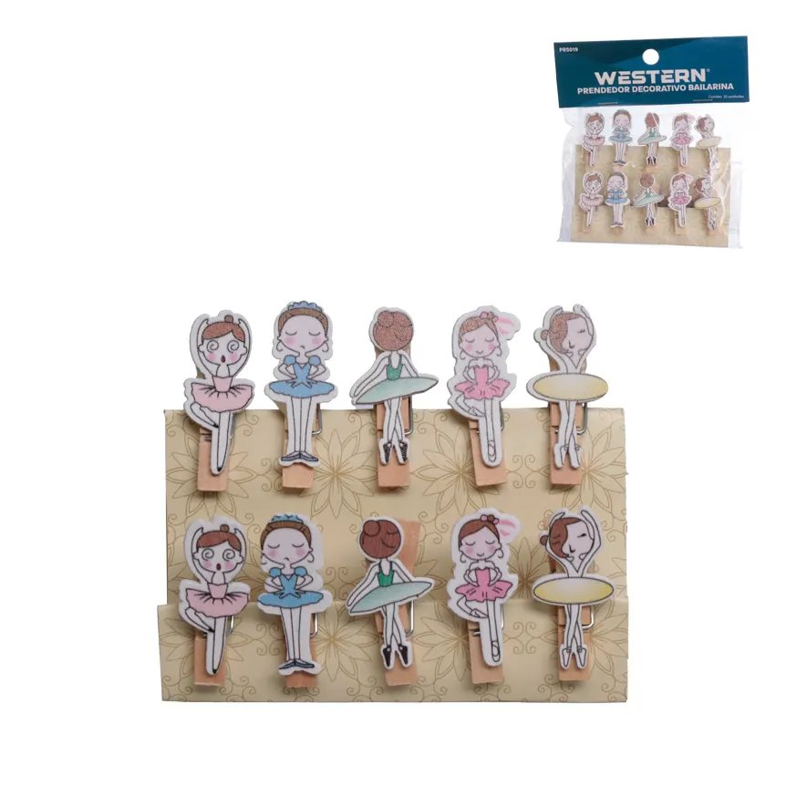 Prendedor Decorativo Bailarina Madeira 10 Peças — imagem 2