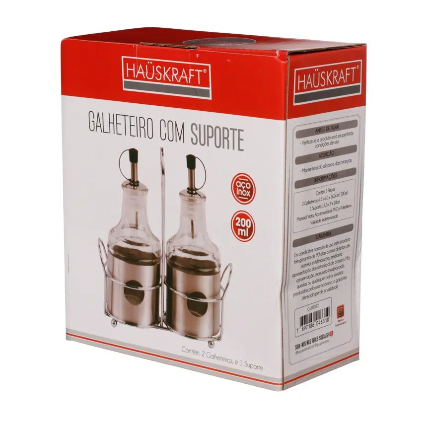 Galheteiro Vidro com Suporte 200ml 3 Peças — imagem 3