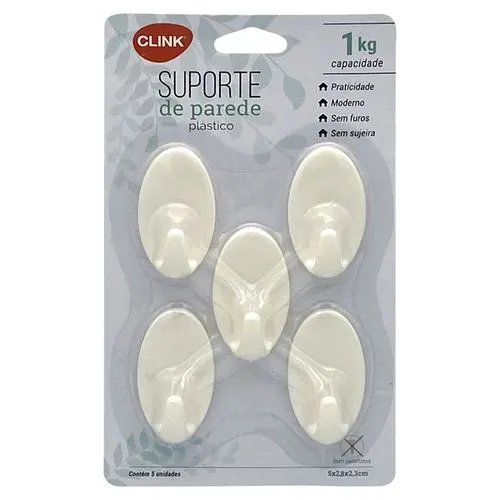 KIT 5 Ganchos Plástico 4,8 cm x 2,8 cm x 1,8 cm — imagem 2