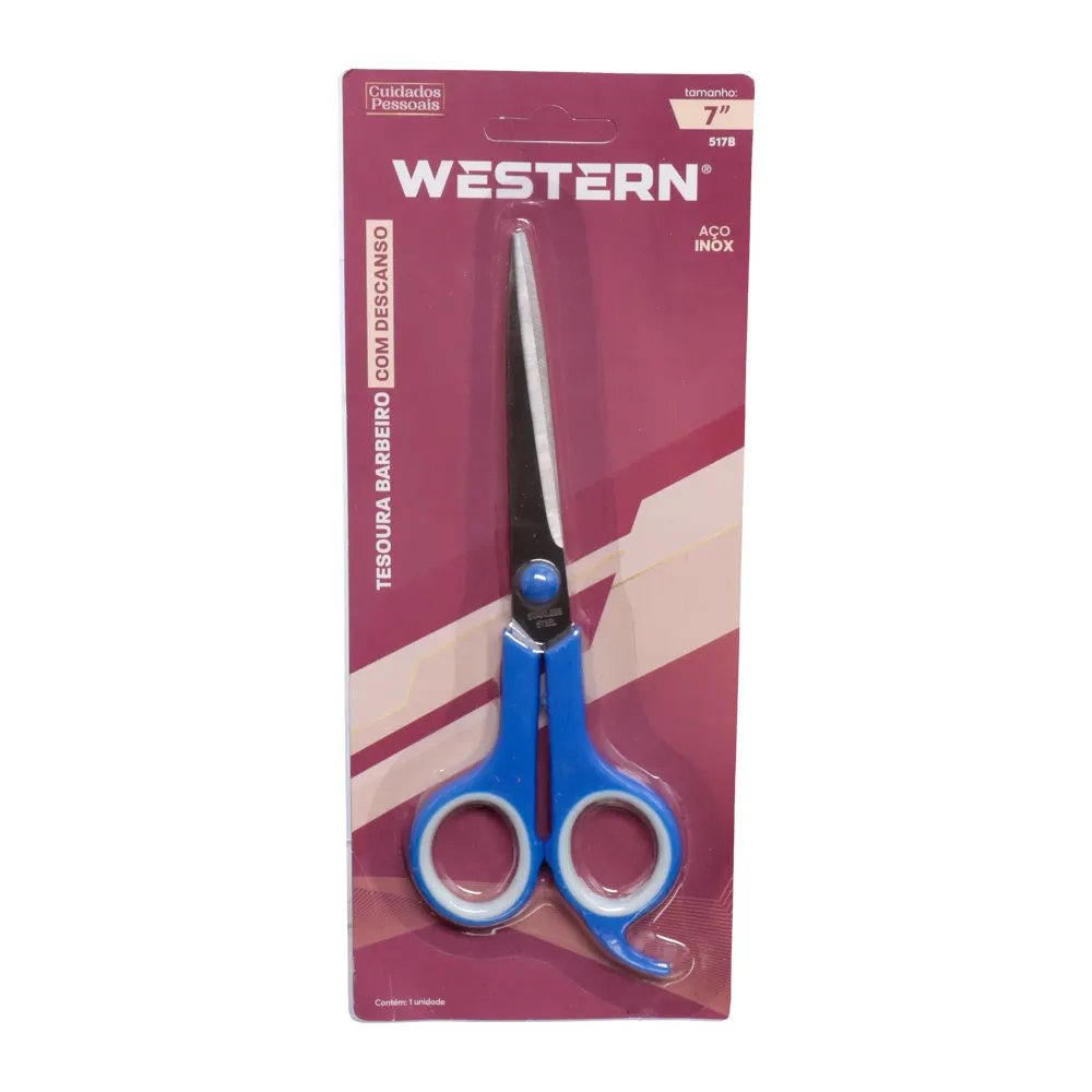 Tesoura Barbeiro Desc Azul 7" — imagem 2