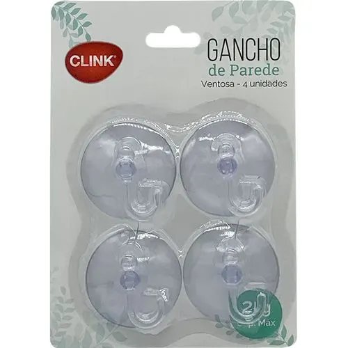 KIT 4 Pçs Gancho Parede 2 Kg Ventosa Plástico 4,5 cm x 1,5 cm — imagem 2