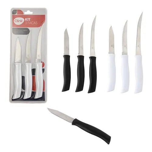 KIT 3 Pçs Facas Aço INOX e Plástico PP 22,5 cm x 2 cm x 1,3 cm — imagem 2