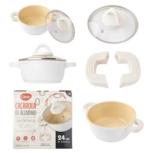 Caçarola Bege Alúminio e Cerâmica 3,8 L 24 cm — imagem 2