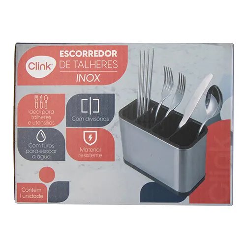 Escorredor Talheres Plástico PP e Aço INOX 18 cm x 8,5 cm x 13 cm — imagem 2