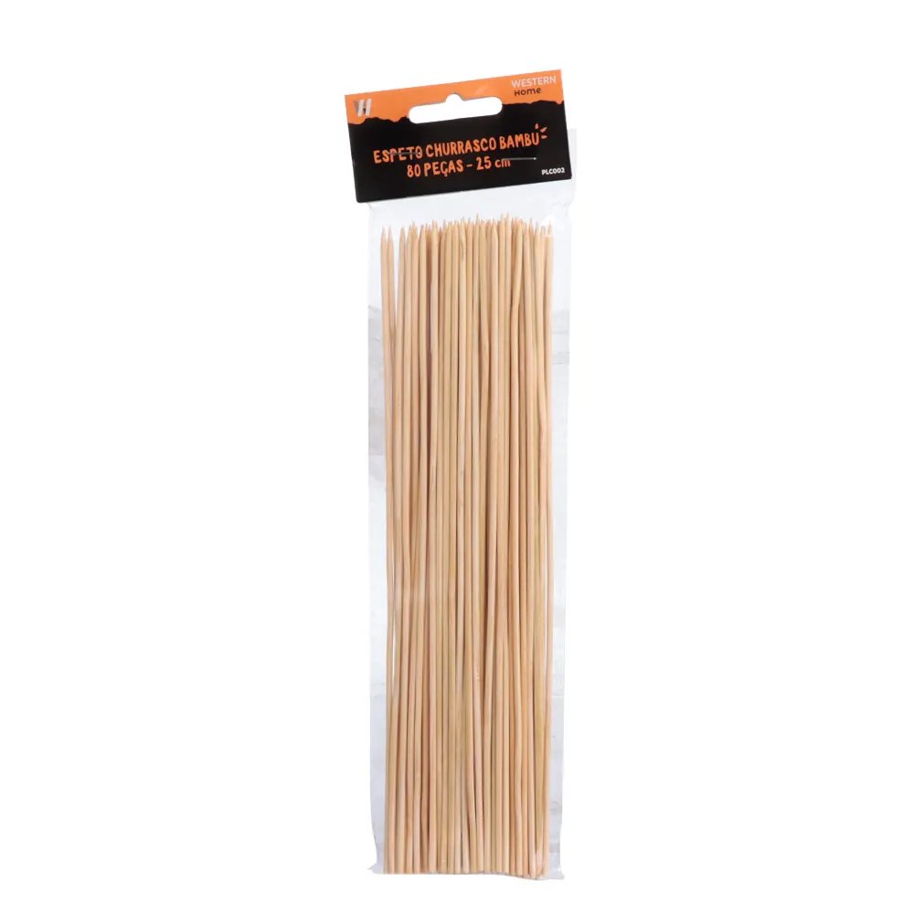 Espeto para Churrasco Bambu 25cm 80 Peças — imagem 3
