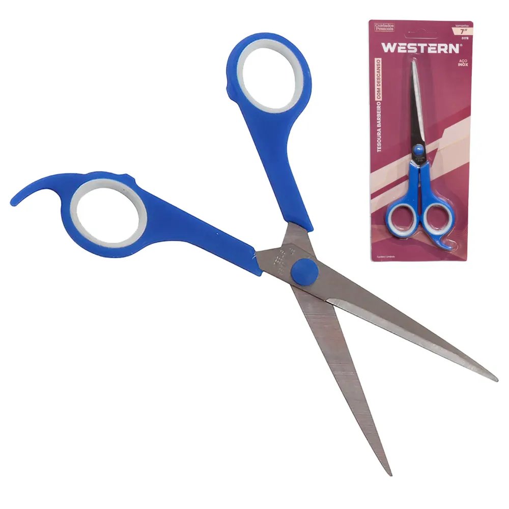 Tesoura Barbeiro Desc Azul 7" — imagem 3