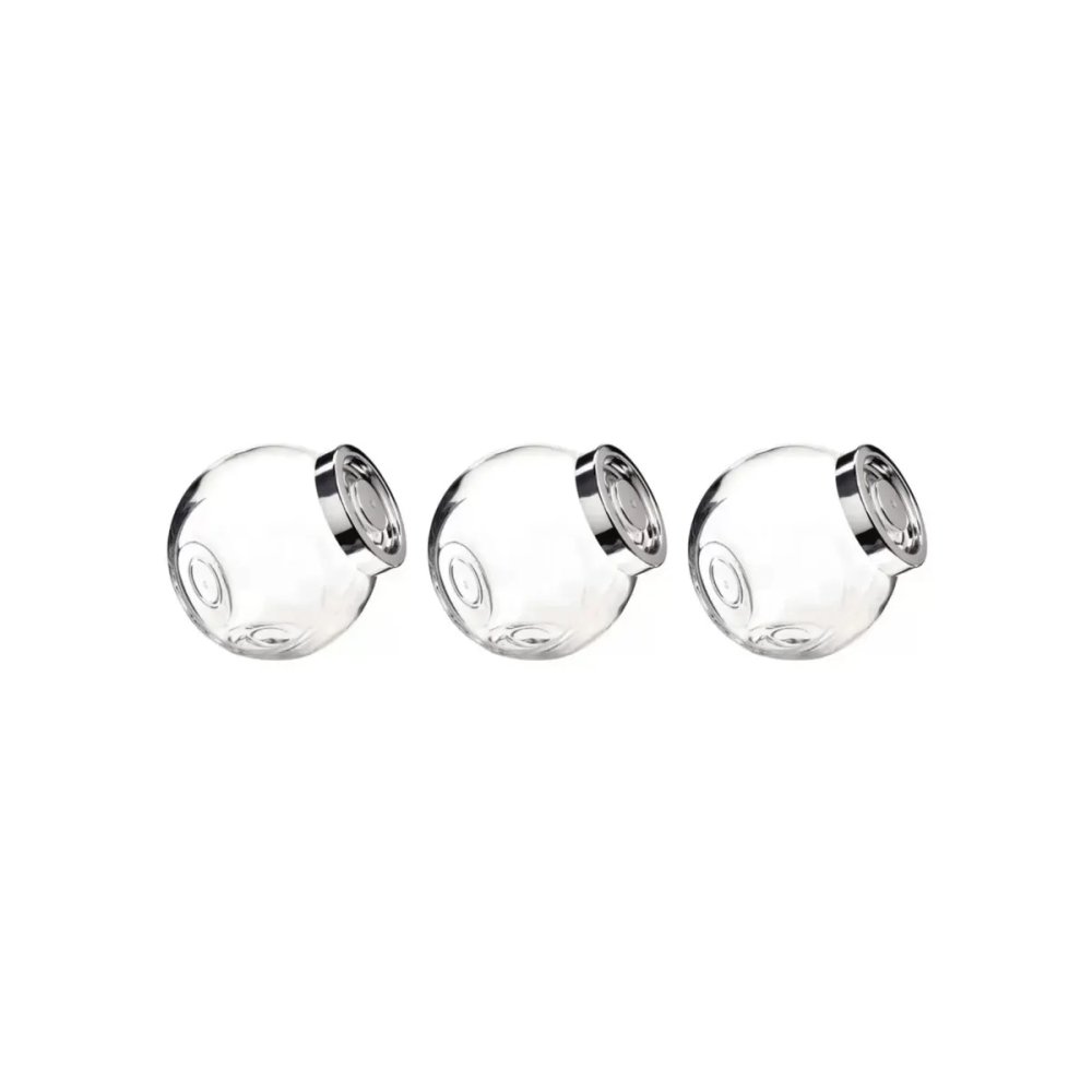 Conjunto Mini Pote de Vidro com 3 Peças Tampa Plástica Prateada 180ml 8x5,5cm — imagem 2