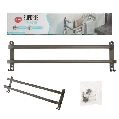 Suporte Duplo Toalha 10 Kg Alúminio 59,5 cm x 15 cm x 9,5 cm — imagem 2