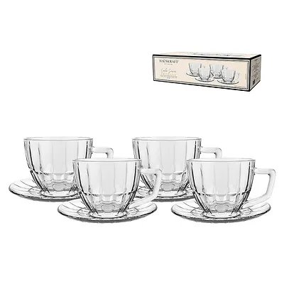 Xícara de Café com Pires Vidro Transparente 90ml 4 Peças — imagem 3