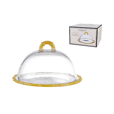 Queijeira Vidro Bambu Âmbar 20cm — imagem 3