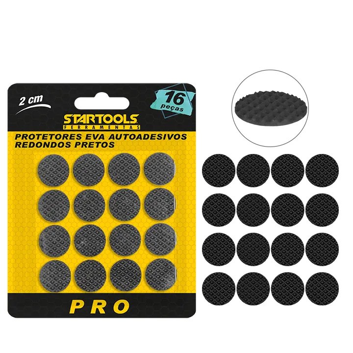 Protetor Eva Auto Adesivo Redondo Preto 2cm 16 Peças — imagem 2