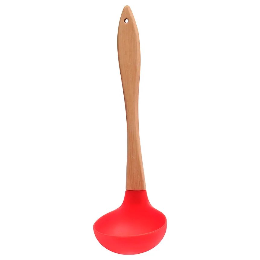 Concha Silicone Cabo Madeira 31cm Vermelha — imagem 2