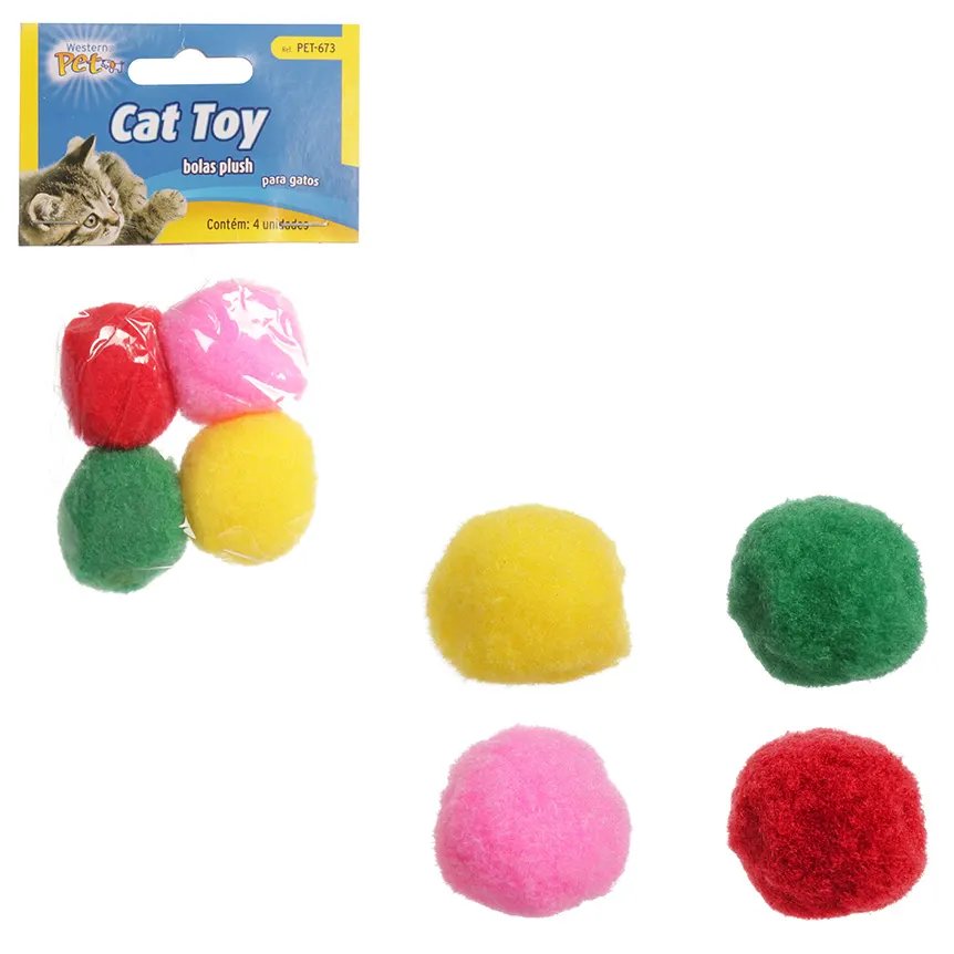 Brinquedo para Gato Bola Plush 4 Peças — imagem 2
