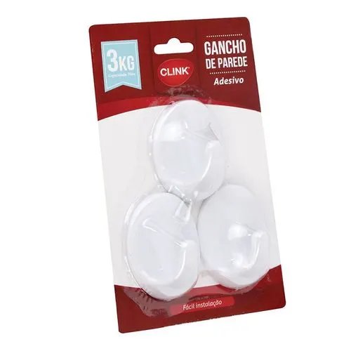 KIT 3 Ganchos Parede 3 Kg Adesivo Plástico 4 cm x 6 cm x 2,7 cm — imagem 2