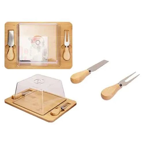 Porta Frios com Garfo e Faca Plástico Pet, Bambu e Aço INOX 28 cm x 20 cm x 11 cm — imagem 2