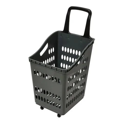 Carrinho Multiuso Plástico Preto PP 49,5 cm x 38,5 cm x 84 cm