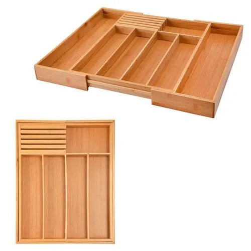 Porta Talheres Retratil Bambu e MDF 33 cm x 42,5 cm x 5 cm — imagem 2