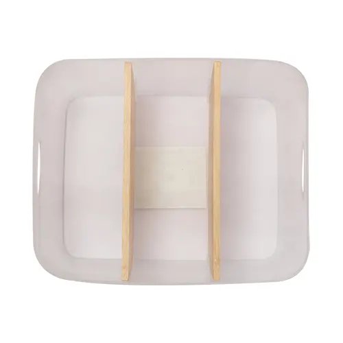 Cesto Organizador Multiuso Plástico PP e Bambu 20,5 cm x 10,2 cm x 9 cm — imagem 2