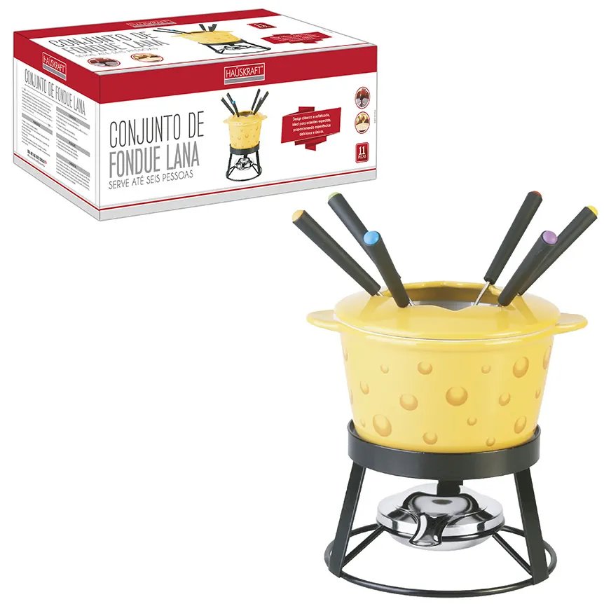 Conjunto Fondue Lana Amarelo 11 Peças — imagem 2